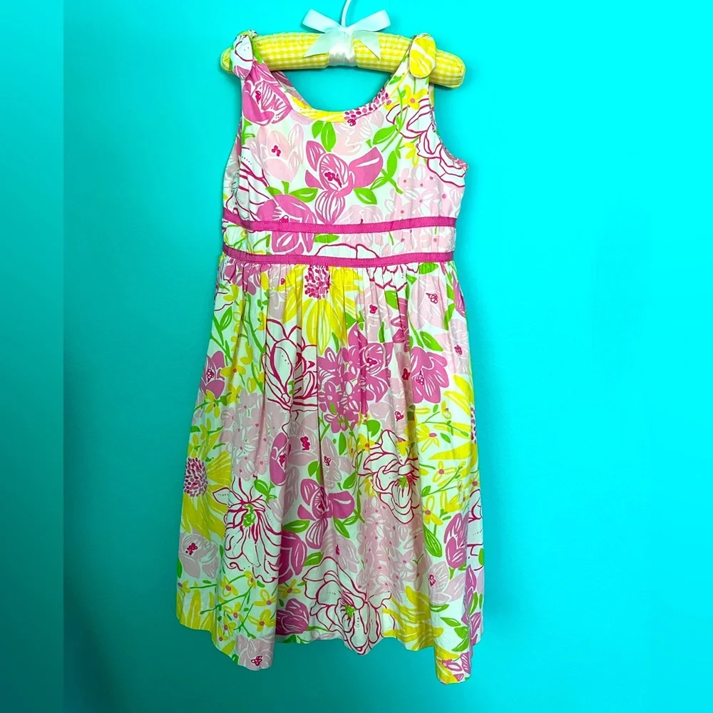 #441 EUC Lilly Pulitzer White Label Girls Dloral Pattern Sundress